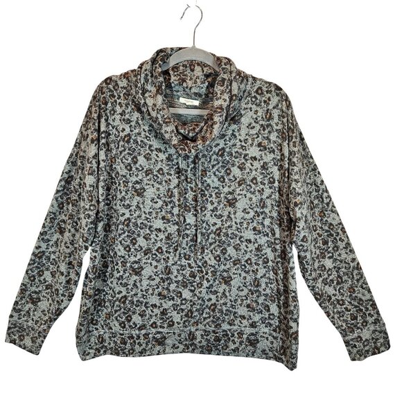Maurices XL Leopard Print Cowl Neck Pullover Sweater Gray animal print soft warm - Picture 1 of 11